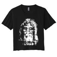 Sketch Of Jesus Face Portrait Women's Crop Top Tee