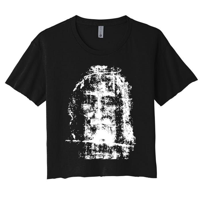 Sketch Of Jesus Face Portrait Women's Crop Top Tee