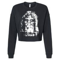 Sketch Of Jesus Face Portrait Cropped Pullover Crew