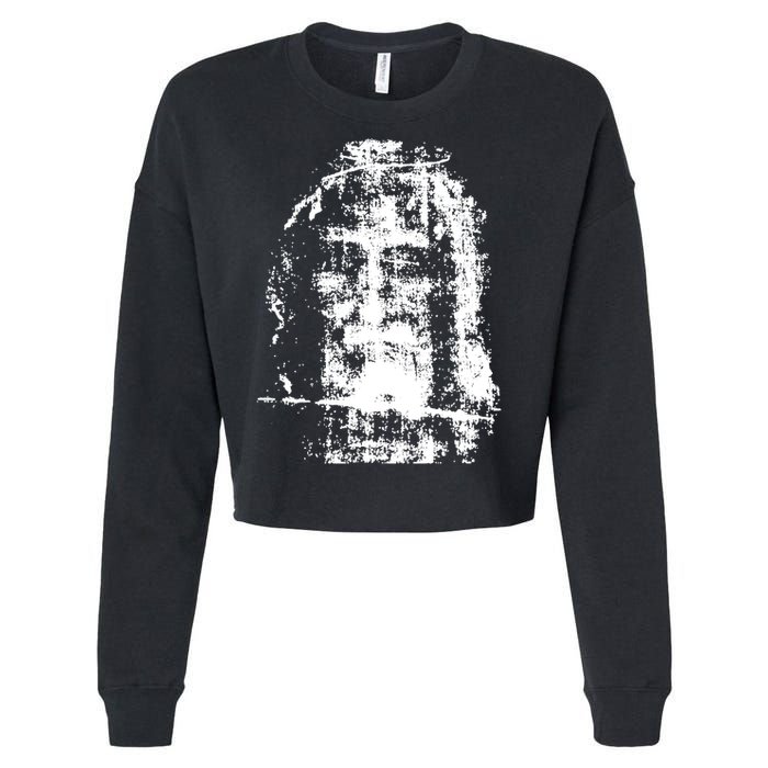 Sketch Of Jesus Face Portrait Cropped Pullover Crew