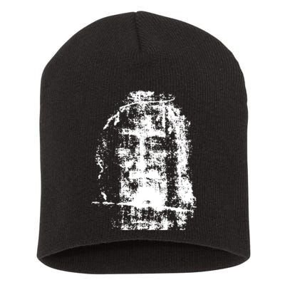 Sketch Of Jesus Face Portrait Short Acrylic Beanie