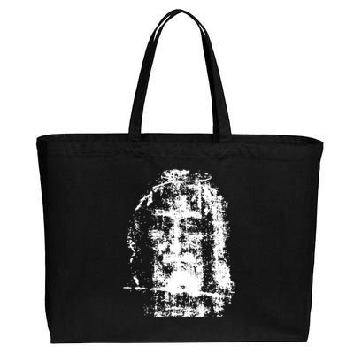 Sketch Of Jesus Face Portrait Cotton Canvas Jumbo Tote