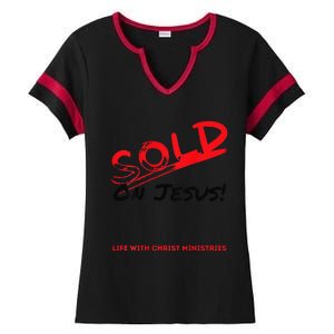 Sold On Jesus Cross Ladies Halftime Notch Neck Tee