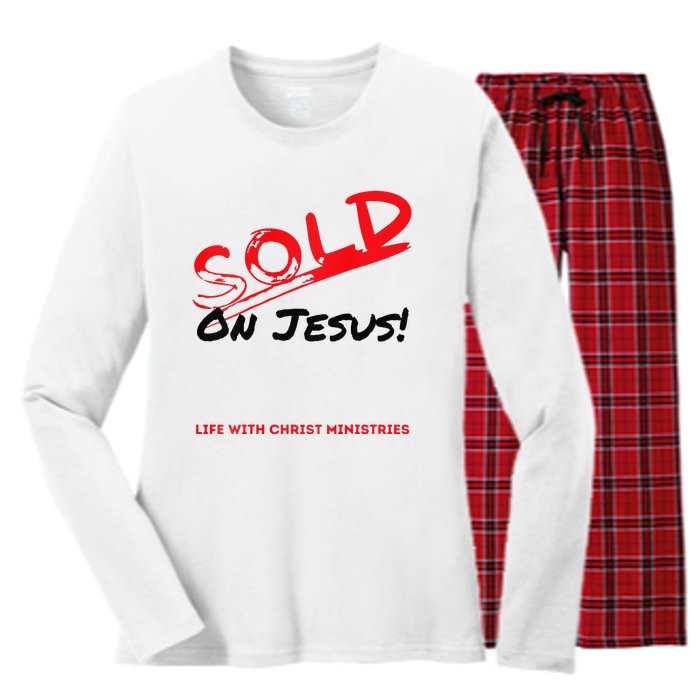 Sold On Jesus Cross Women's Long Sleeve Flannel Pajama Set 