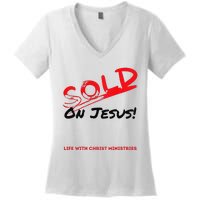 Sold On Jesus Cross Women's V-Neck T-Shirt