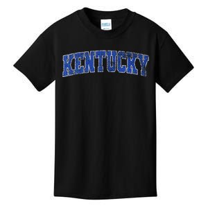 State Of Kentucky Pride Varsity Style Distressed Design Kids T-Shirt