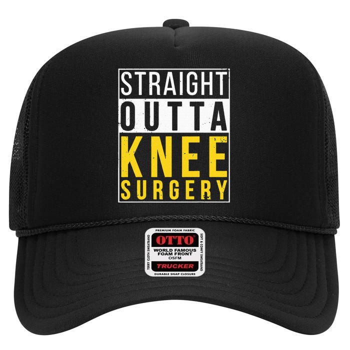 Straight Outta Knee Surgery Funny Recovery Get Well Gifts High Crown Mesh Back Trucker Hat