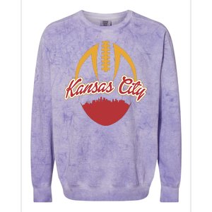 Silhouette Of Kansas City KC Football Fan Colorblast Crewneck Sweatshirt