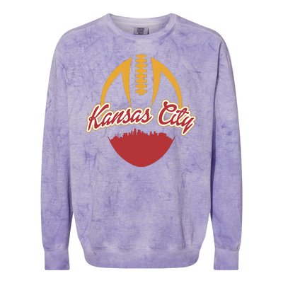 Silhouette Of Kansas City KC Football Fan Colorblast Crewneck Sweatshirt