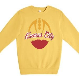 Silhouette Of Kansas City KC Football Fan Premium Crewneck Sweatshirt