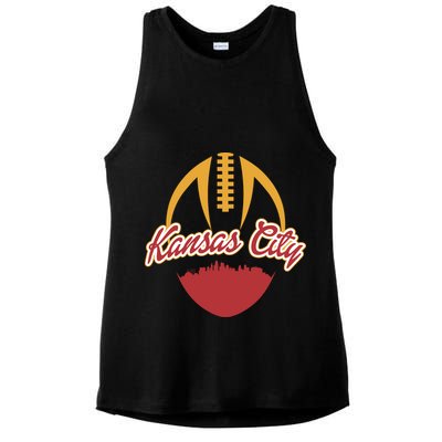 Silhouette Of Kansas City KC Football Fan Ladies PosiCharge Tri-Blend Wicking Tank
