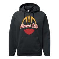 Silhouette Of Kansas City KC Football Fan Performance Fleece Hoodie