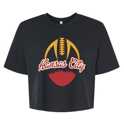 Silhouette Of Kansas City KC Football Fan Bella+Canvas Jersey Crop Tee