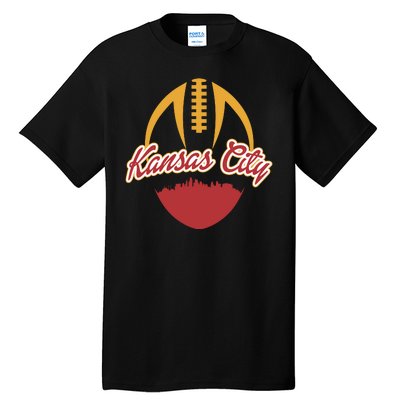 Silhouette Of Kansas City KC Football Fan Tall T-Shirt