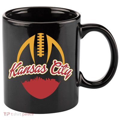 Silhouette Of Kansas City KC Football Fan 11oz C Handle Ceramic Mug
