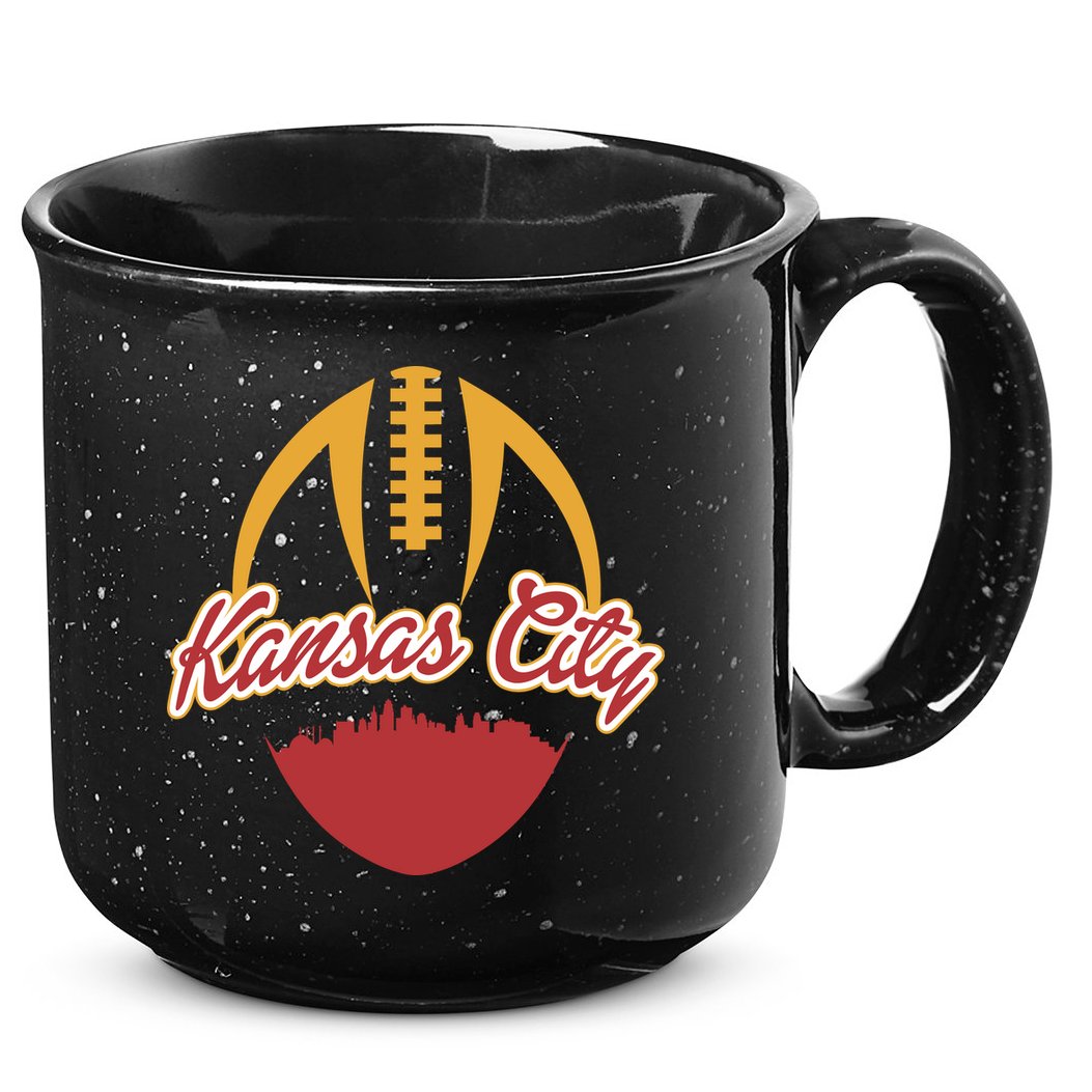 Silhouette Of Kansas City KC Football Fan 15oz Campfire Ceramic Mug