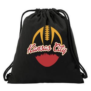 Silhouette Of Kansas City KC Football Fan Drawstring Bag