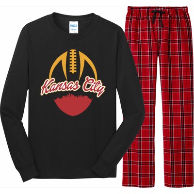 Silhouette Of Kansas City KC Football Fan Long Sleeve Pajama Set