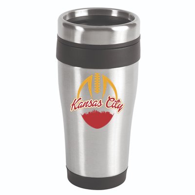 Silhouette Of Kansas City KC Football Fan 16oz Travel Tumbler