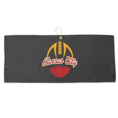 Silhouette Of Kansas City KC Football Fan Large Microfiber Waffle Golf Towel