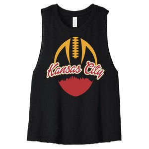 Silhouette Of Kansas City KC Football Fan Women's Racerback Cropped Tank