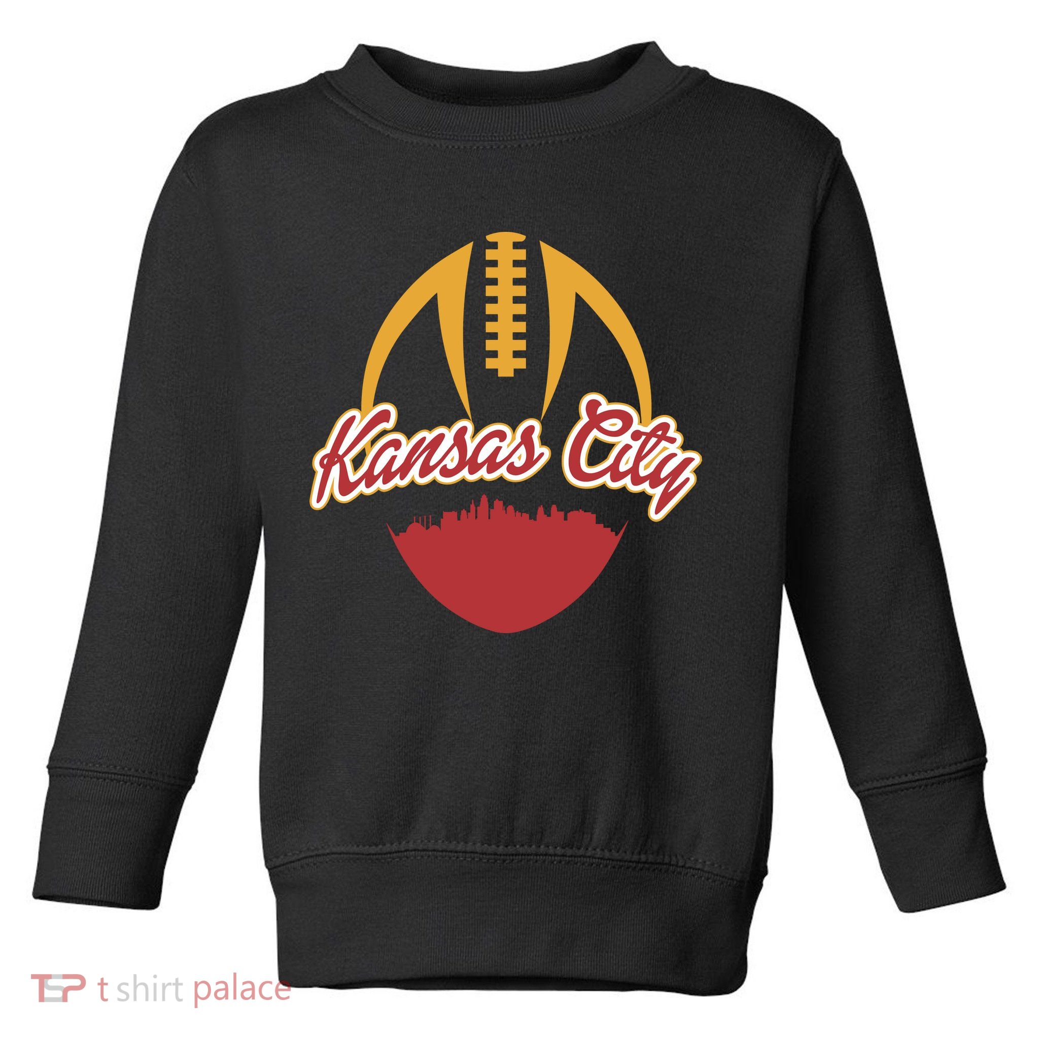 Silhouette Of Kansas City KC Football Fan Toddler Sweatshirt