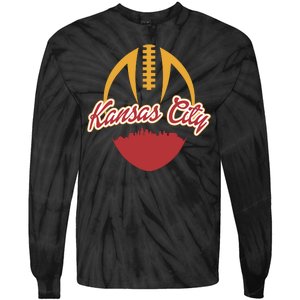 Silhouette Of Kansas City KC Football Fan Tie-Dye Long Sleeve Shirt