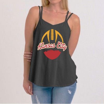 Silhouette Of Kansas City KC Football Fan Women's Strappy Tank