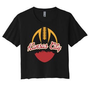 Silhouette Of Kansas City KC Football Fan Women's Crop Top Tee