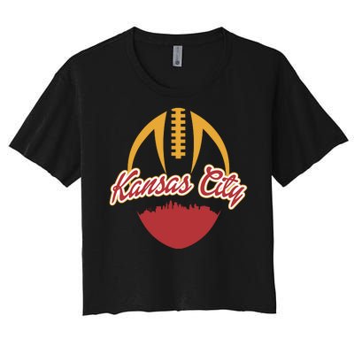 Silhouette Of Kansas City KC Football Fan Women's Crop Top Tee