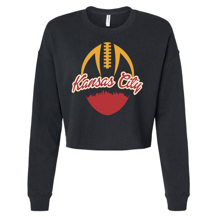 Silhouette Of Kansas City KC Football Fan Cropped Pullover Crew