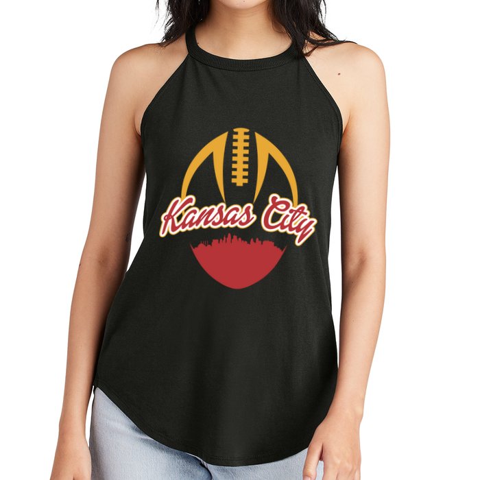 Silhouette Of Kansas City KC Football Fan Women's Perfect Tri Rocker Tank