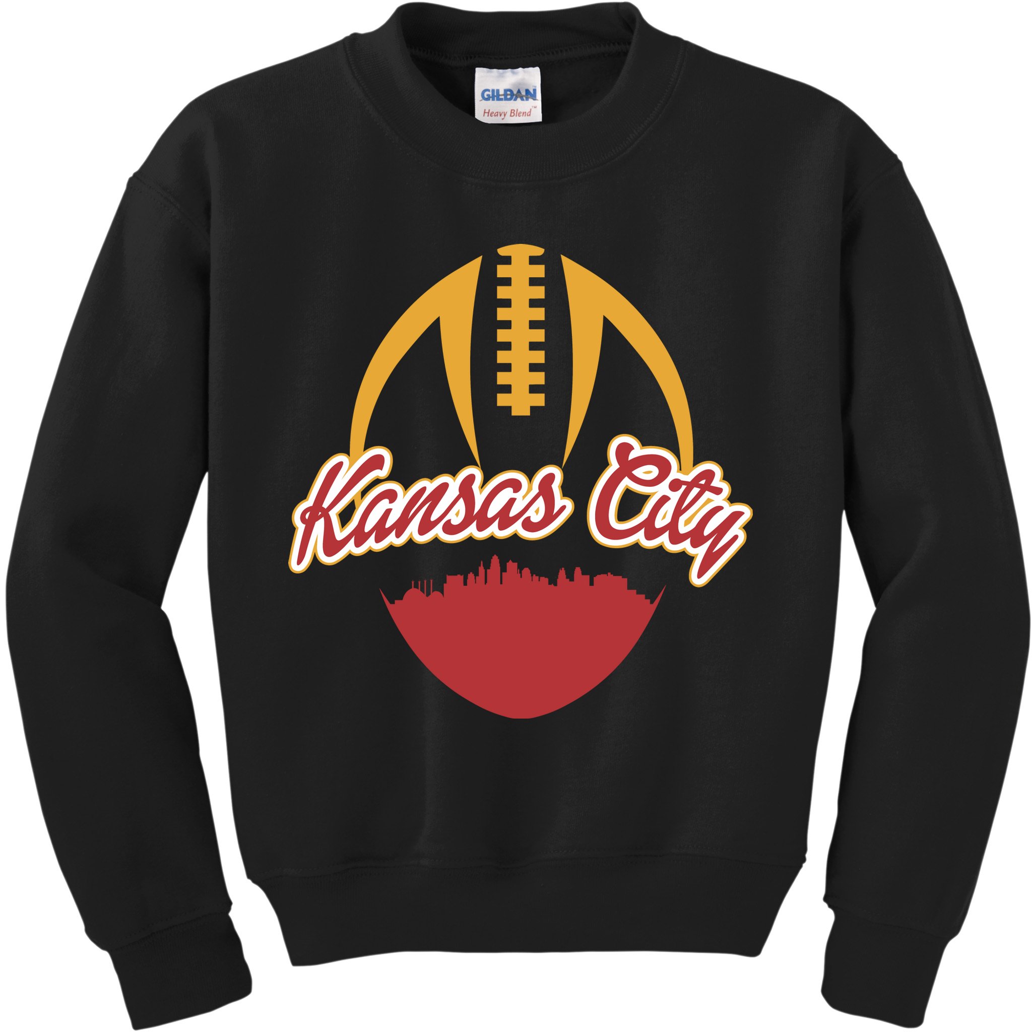 Silhouette Of Kansas City KC Football Fan Kids Sweatshirt