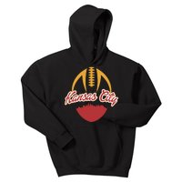 Silhouette Of Kansas City KC Football Fan Kids Hoodie