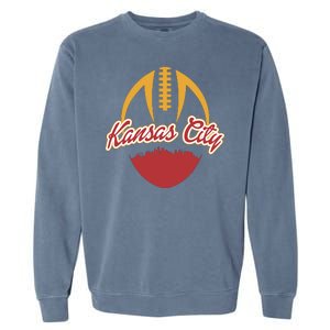 Silhouette Of Kansas City KC Football Fan Garment-Dyed Sweatshirt