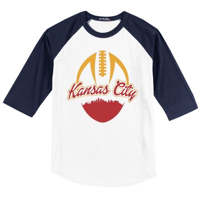 Silhouette Of Kansas City KC Football Fan Baseball Sleeve Shirt