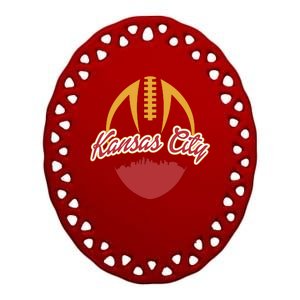 Silhouette Of Kansas City KC Football Fan Ceramic Oval Ornament