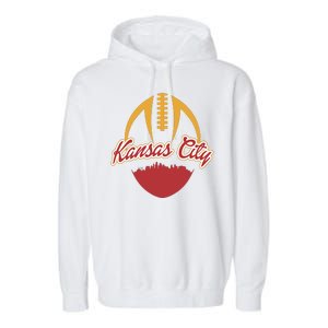 Silhouette Of Kansas City KC Football Fan Garment-Dyed Fleece Hoodie