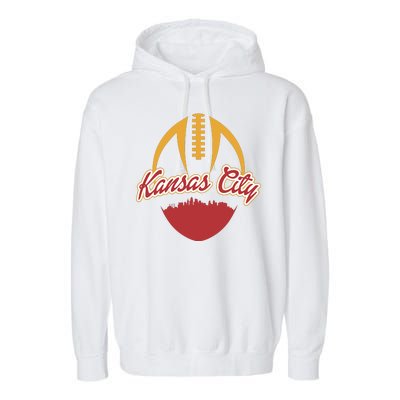 Silhouette Of Kansas City KC Football Fan Garment-Dyed Fleece Hoodie