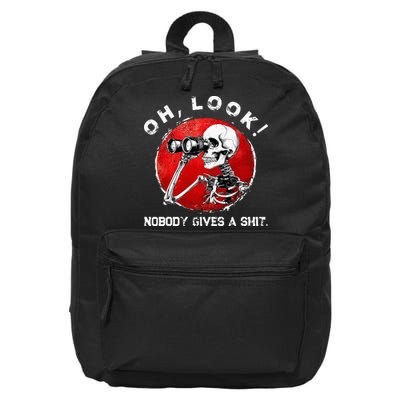 Skeleton Oh Look Nobody Gives A Shit 16 in Basic Backpack