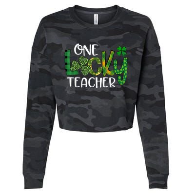 Shamrock One Lucky Teacher St. Patrick's Day School Cropped Pullover Crew