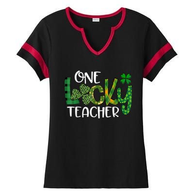 Shamrock One Lucky Teacher St. Patrick's Day School Ladies Halftime Notch Neck Tee