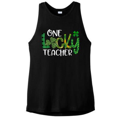 Shamrock One Lucky Teacher St. Patrick's Day School Ladies PosiCharge Tri-Blend Wicking Tank