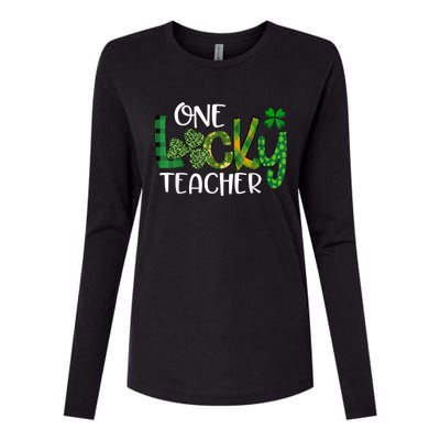 Shamrock One Lucky Teacher St. Patrick's Day School Womens Cotton Relaxed Long Sleeve T-Shirt