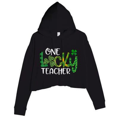 Shamrock One Lucky Teacher St. Patrick's Day School Crop Fleece Hoodie