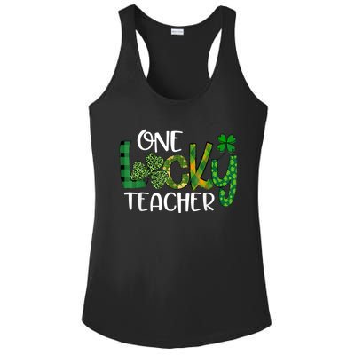 Shamrock One Lucky Teacher St. Patrick's Day School Ladies PosiCharge Competitor Racerback Tank