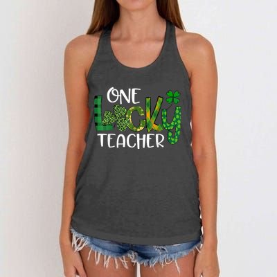 Shamrock One Lucky Teacher St. Patrick's Day School Women's Knotted Racerback Tank