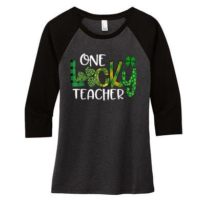 Shamrock One Lucky Teacher St. Patrick's Day School Women's Tri-Blend 3/4-Sleeve Raglan Shirt