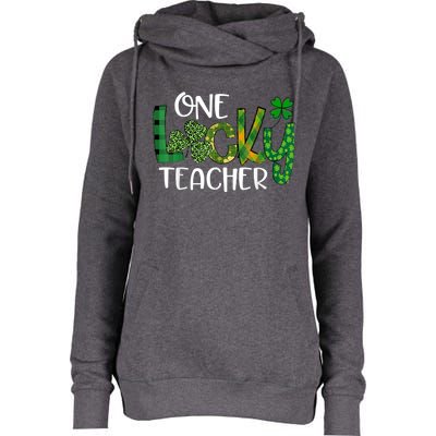 Shamrock One Lucky Teacher St. Patrick's Day School Womens Funnel Neck Pullover Hood