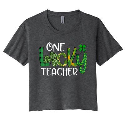 Shamrock One Lucky Teacher St. Patrick's Day School Women's Crop Top Tee